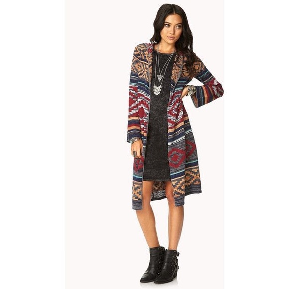 Forever 21 Sweaters - FOREVER 21 Rustic Hooded Maxi Cardigan